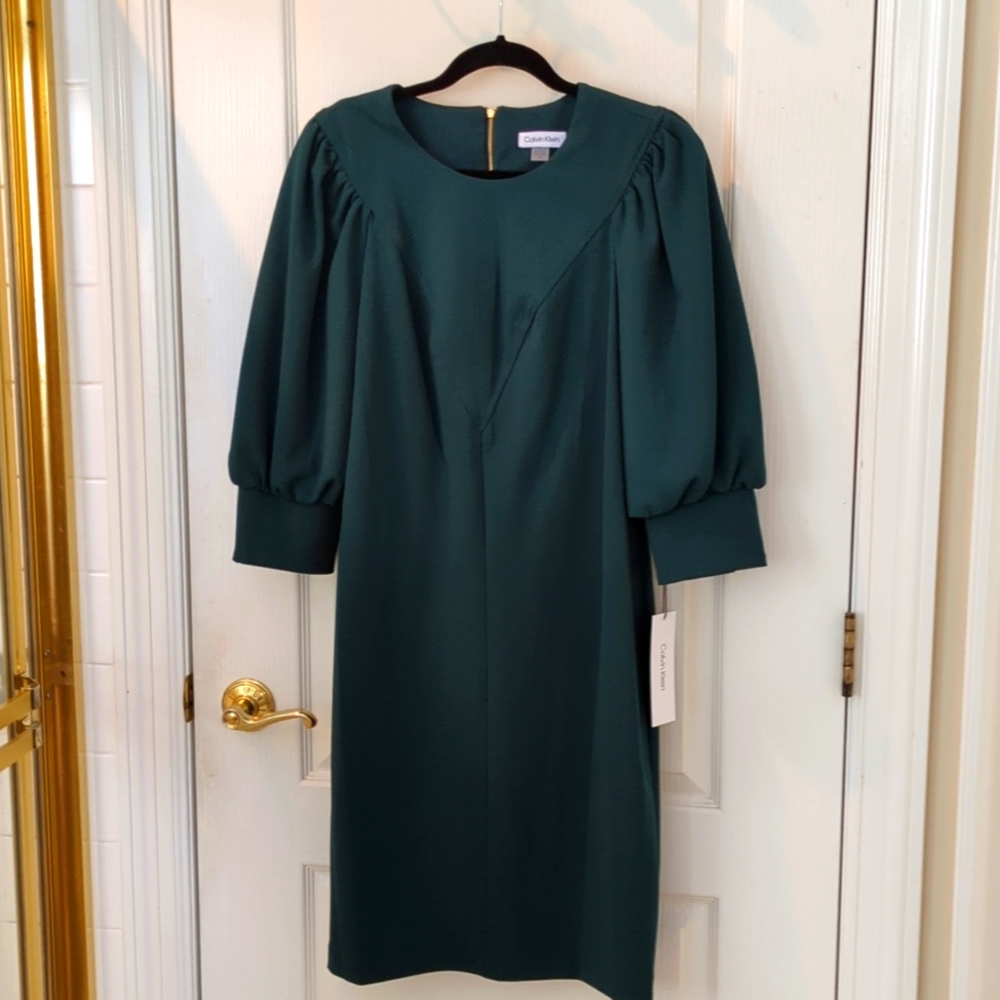 Calvin Klein forest green long sleeve dress. NWT size 12